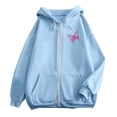 thumbnail image 6 of NinXxx Women's Cancer Prevention Zipper Long Sleeve Pocket Drawstring Hoodie Sky Blue XL, 6 of 6