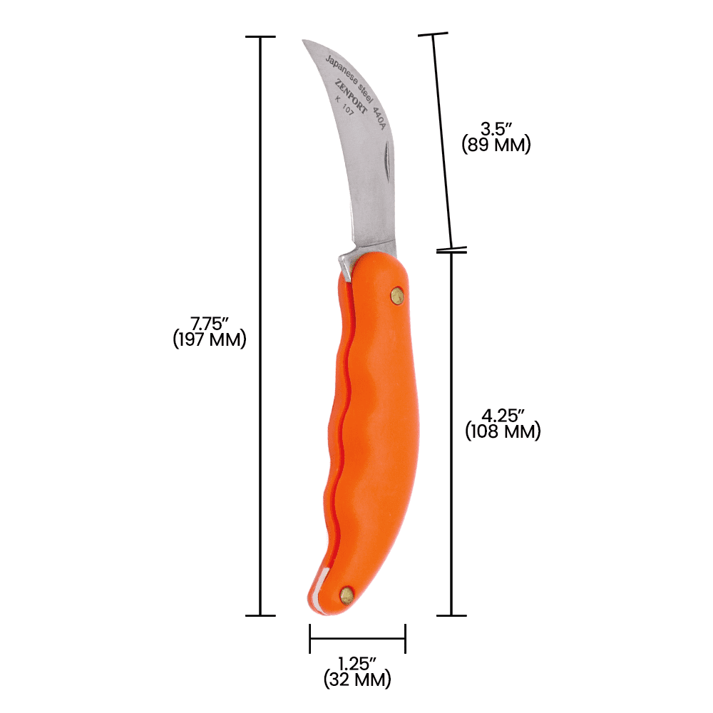 Zenport K107 Folding Horticulture Knife, 3.5 Inch Stainless Steel Blade, Orange - 3 Pack