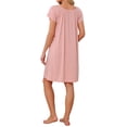 thumbnail image 3 of INSPIRE CHIC Women's Ruffle Nightgowns Ruffle Trim Cute Sleepshirts Summer Nightshirt Midi Shorts Sleeve Sleep Dress M Pink, 3 of 6