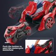 thumbnail image 3 of Pull Back Motorcycle Toy Boy Gift Pull Back Vehicles Cars Launcher Toy with Music Light Ejection Die-Cast Launching Catapult 2 in 1 Motorcycle Chariot - Red, 3 of 7