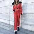 thumbnail image 2 of Aboser Ski Snow Suits for Women Winter Windproof Snowboard Snowsuit Onesie Outdoor Sports Outfits Insulated Warm Jumpsuits with Pockets Red XL, 2 of 8