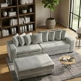 thumbnail image 4 of Modern 110" Modular Sectional Sofa with Chaise, Fluffy Corduroy Cloud L Shaped Couch with Deep Seats for Living Room (Light Grey), 4 of 9