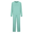 thumbnail image 3 of Posijego Womens Two Piece Outfit Long Sleeve Pullover Top & Wide Leg Pants Matching Tracksuit Sweatsuit Sets, 3 of 4