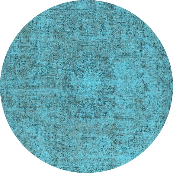 Ahgly Company Indoor Round Oriental Light Blue Industrial Area Rugs, 6' Round