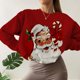 thumbnail image 3 of Gibobby Sudadera sin capucha y ocio para mujer Sudadera navideña de manga larga con cuello Rojoondo y estampado de Papá Noel para mujer 2023 (Rojo, XL), 3 of 5