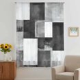 thumbnail image 3 of Grey Geometric Sheer Curtains 108 Inches Extra Long, Vintage Oil Painting Contemporary Light Filering Curtains, Privacy Drapes Simi Floor to Veiling Curtain for Living Room Bedroom Window Treatment, 3 of 9