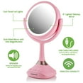 thumbnail image 5 of OVENTE 6'' Lighted Round Vanity Mirror, Table Top, 360 Degree Spinning, 1X 5X Magnifier, MP3 Audio, Baby Pink MRT06P1X5X, 5 of 11
