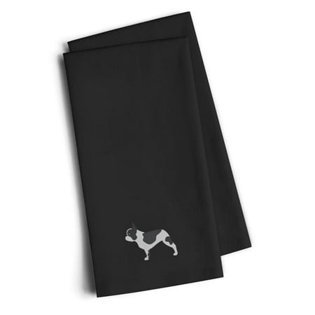 

French Bulldog Black Embroidered Kitchen Towel Set of 2