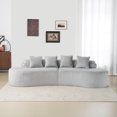 thumbnail image 2 of Modern Simple Curved Flannelette Sofa, Creative Multi-Seater, Light Gray, Living Room, with Pillows, 2 of 9