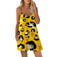 thumbnail image 2 of Wycnly Jumpsuits for Women Dressy Loose Wide Leg Spaghtti Strap Baggy Short Jumpsuits with Pocket Summer Crewneck Sleeveless Leopard Print Mini Trendy Rompers Yellow xl, 2 of 4