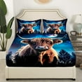 thumbnail image 3 of Highland Cow Bed&nbsp;Sheets&nbsp;Set Bull Cattle Queen Sheet&nbsp;Set for Girls,Farm Animals Sheets Farmhouse Wildlife Top&nbsp;Sheet,Galaxy Moon Western Decor, 3 of 5