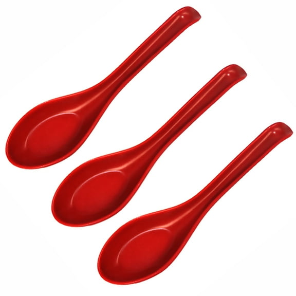 FOMIYES HighQuality Red Plastic Asian Soup Spoons for Decoration 3pcs Set Perfect for Ton Miso Rice Soup