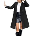 thumbnail image 2 of Abrigo de Invierno de Mezcla de Lana con Cuello de Solapa con Muesca y Doble Botonadura para Mujer. Negro L, 2 of 6