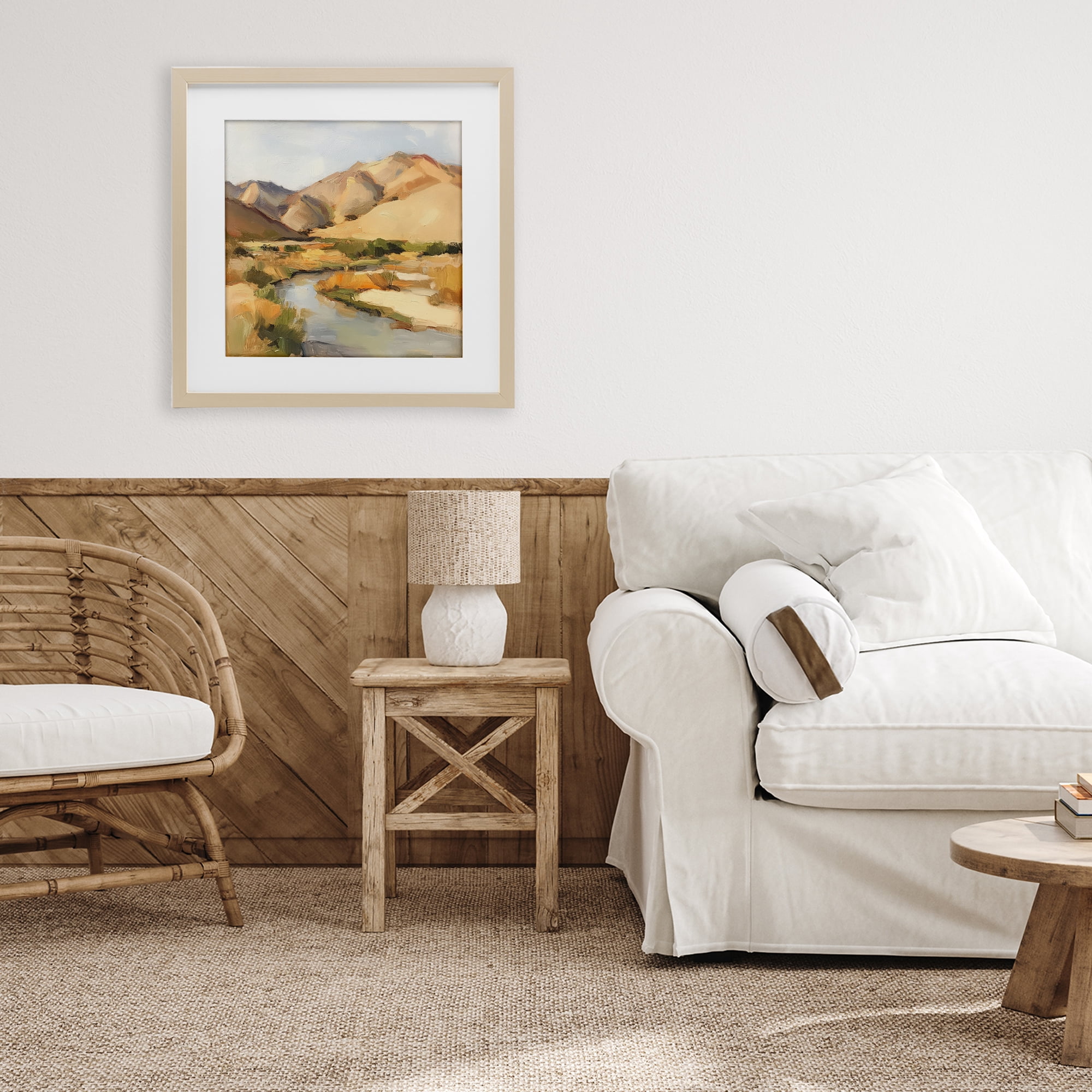Stupell Industries Wispy Desert River Birch Framed Print Under Glass, design by Petal Prints Design