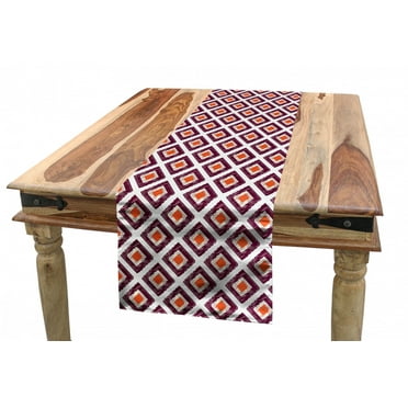 Geometric Table Runner, Triangles Shaped Squared Mosaic Like Seamless Pattern Artwork Print, Dining Room Kitchen Rectangular Runner, 3 Sizes, by Ambesonne