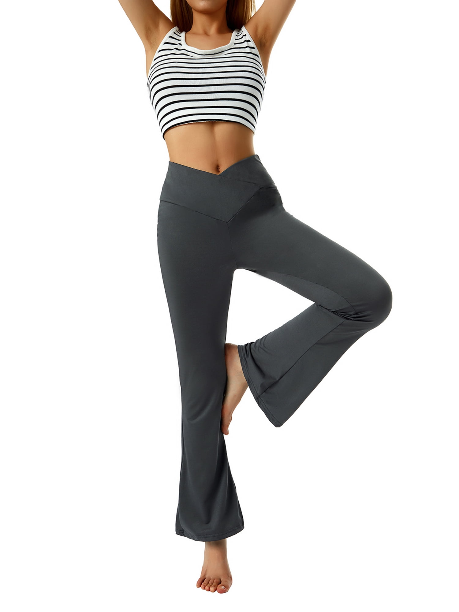 LEVEFORD Women's Bootcut Yoga Pants Tummy Control Non See Through Bootleg  Gym Workout Pants - Walmart.com