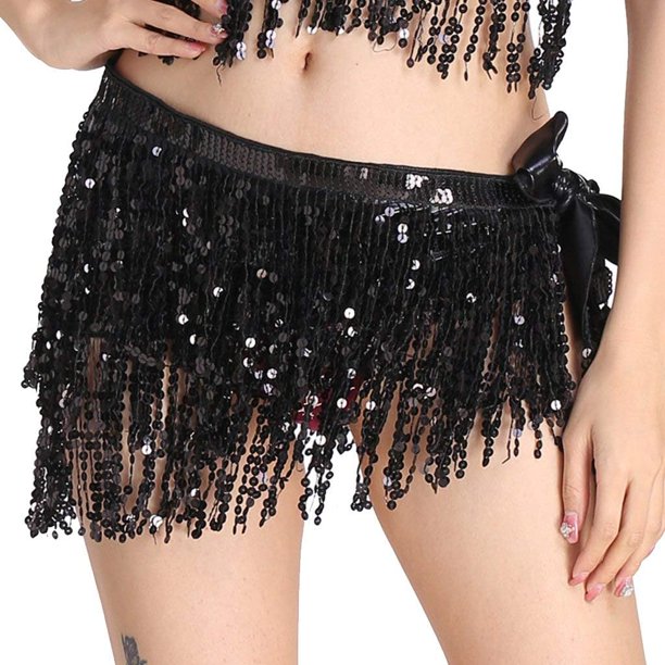 Falda con borlas para danza del vientre para mujer, atuendos de actuación, ropa de festival, falda con borlas para danza del vientre, falda con lentejuelas estilo bohemio, disfraz rave para