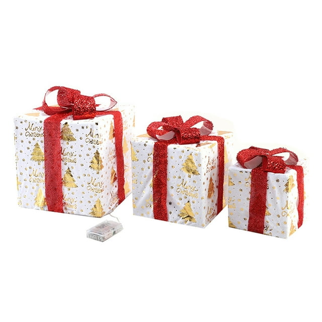 Christmas Lantern String Light Set with 3 Folding Gift Boxes, 48 LED Lights, 8 Lighting Modes, 50 cm Power Cord, Cloth and Plastic Construction