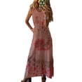 thumbnail image 1 of Robe Maxi Imprimée à Pois Floraux Boho pour Femmes, Décontractée, Enveloppante, Été, Paisley, Fluide, Soirée, Vacances, Longue Robe d'Été, 1 of 2