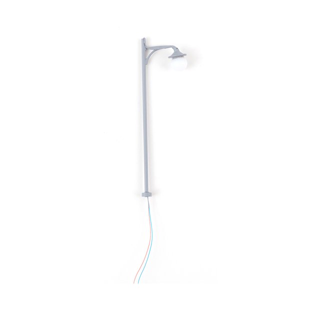 Advancent Modelo de lámpara de vía férrea, jardín en miniatura, farola a escala 1:87, luz LED Simple de un solo cabezal para parque, paisaje de diseño Artesanía Gris (luz blanca) Advancent HA066606-05