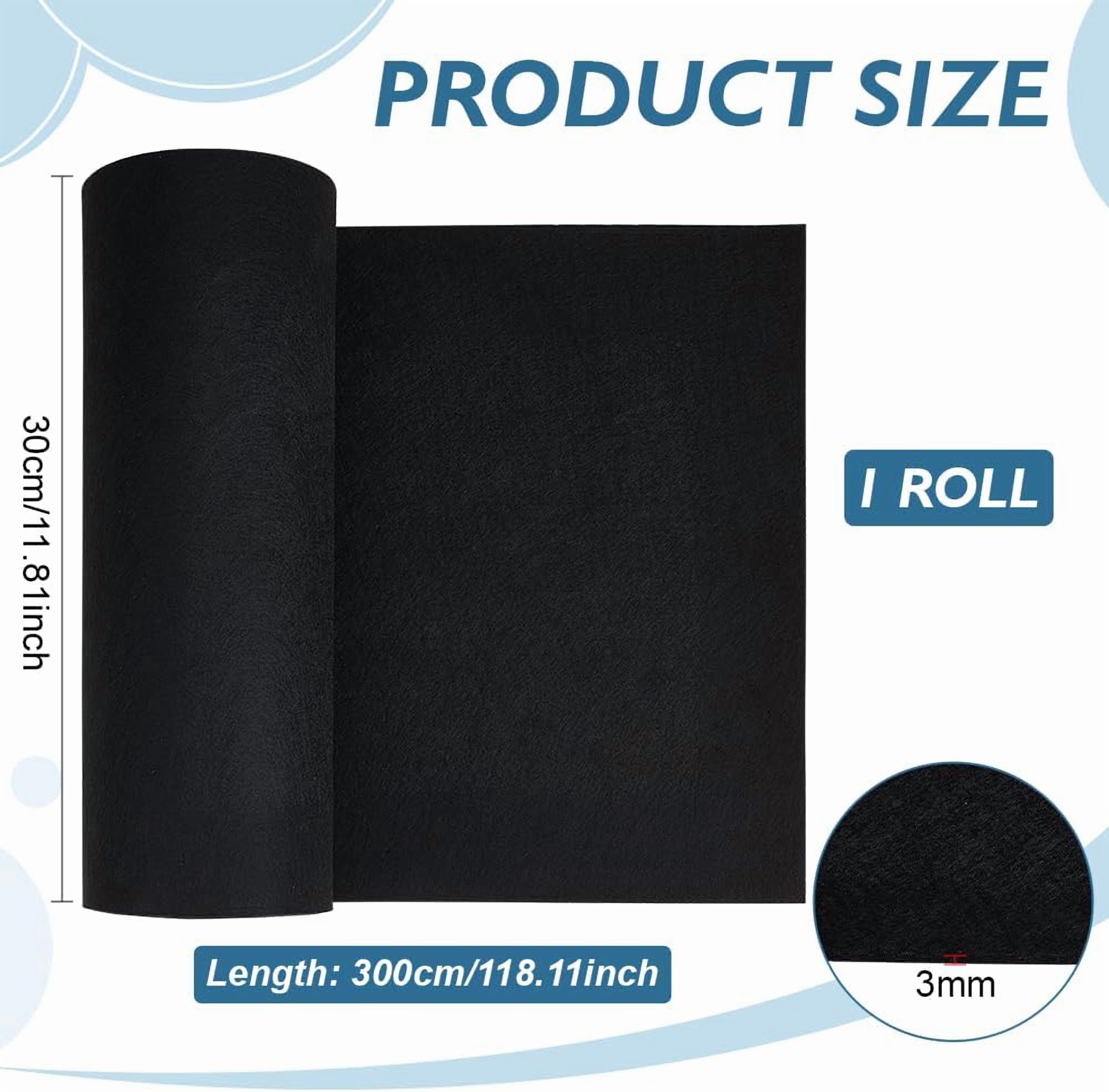 118x11.81 Inch Black Felt Roll 3mm Thick Craft Felt Fabric Soft Fabric Sheets for DIY Arts Crafts Decorations Patchwork Sewing Costumes Black