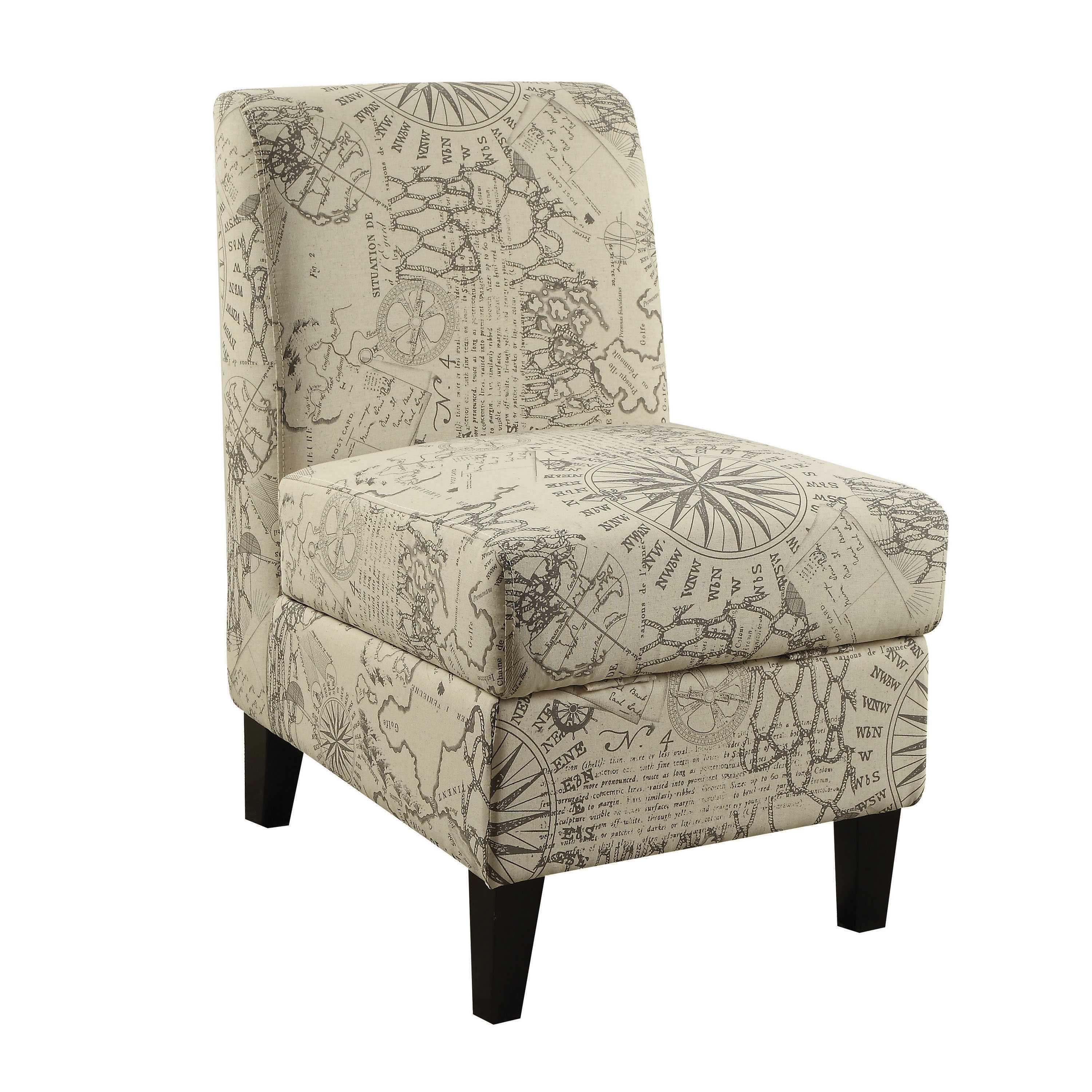 Accent Chair With Storage In Map Pattern Walmartcom Walmartcom