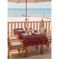 thumbnail image 2 of Outdoor Tablecloth with Umbrella Hole for Patio/Picnic/Party/Camping, Red Boho Waterproof Table Cloth Rectangle Table Cover Washable, Country Tribe Ethnic Geometric Stripes Art (60"x 84"), 2 of 8