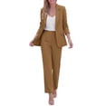 thumbnail image 3 of PRETTYGARDEN Two Piece Sets for Women Dressy Pant Suits Lapel Blazer,Straight Leg Dress Pants,Professional Interview Suit Set,Business Casual Outfits,Office Work Clothes,Fall Winter, 3 of 9