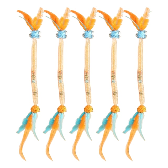 Methold 5x Plumas de Gato Burlas Naturales con Plumas que Imitan y Hierba Gatera 5x Plumas de Gato Interactivas Burlas Estirables Juguetes para gatos tipo+2
