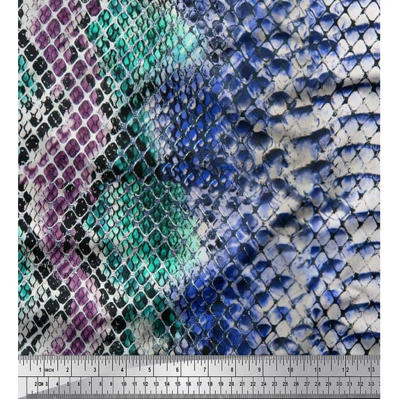 Soimoi Moss Georgette Fabric Snake Animal Skin Decor Fabric Printed Yard 42 Inch Wide