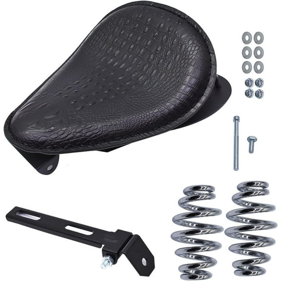 munirater Black Pu Leather Motorcycle Solo Seat Spring with Base Plate Bracket Kit Replacement for Honda Yamaha Suzuki Kawasaki Shadow Spirit ACE VT 1100 750