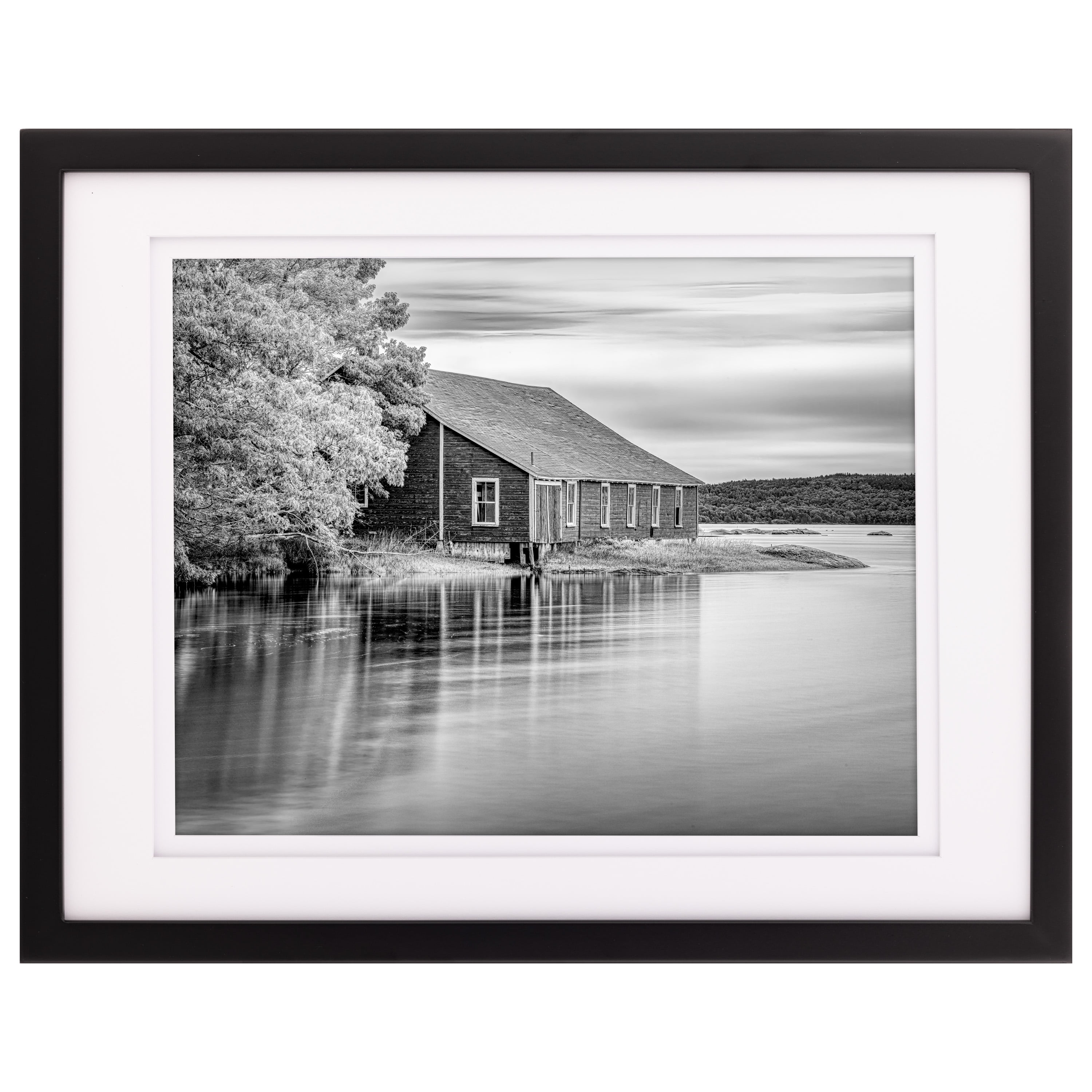 Gallery Solutions - Size 14"x18" Double Airfloat Mat Picture Frame - Sleek Black/White Design for Wall Mounting