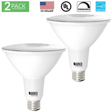 Sunco Lighting 2 Pack PAR38 LED Light Bulb 13 Watt (100W Equivalent) 3000 Kelvin Warm White, 1050 Lumens, 25,000 Hours, Dimmable, Indoor / Outdoor, Flood, Accent, HighLight - UL & ENERGY STAR