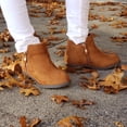 thumbnail image 4 of Jazamé Girls' Ankle High Zipped Suede Round Toe Dress Boots, Wine, 10, 4 of 6