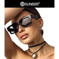thumbnail image 4 of Gafas de Sol SUNBSR Clásicas Cuadradas para Mujer y Hombre Negro/Gris, 4 of 8