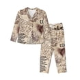 thumbnail image 1 of Balery Abstract Coffee Pattern With Letters Conjunto de Pijama con Estampado para Mujer, Conjunto de Dos Piezas con Manga Larga, Ropa de Dormir Suave con Bolsillos, Pijamas Cómodos-XX-Large, 1 of 7