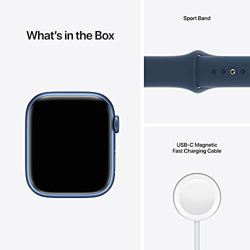 Apple Watch Series 7 GPS, 45mm Blue Aluminum Case with Abyss Blue