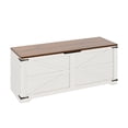 thumbnail image 3 of Uforic 47.2" Farmhouse Storage Bench, Wooden Chest with Safety Hinges, Shoe Organizer - White, 3 of 10