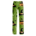 thumbnail image 5 of Domzest Halloween Pajama Pants for Women Pumpkin Ghost Bat Print Drawstring Elastic Waisted Sleepwear Wide Leg Funny Pajama Bottoms Green M, 5 of 5