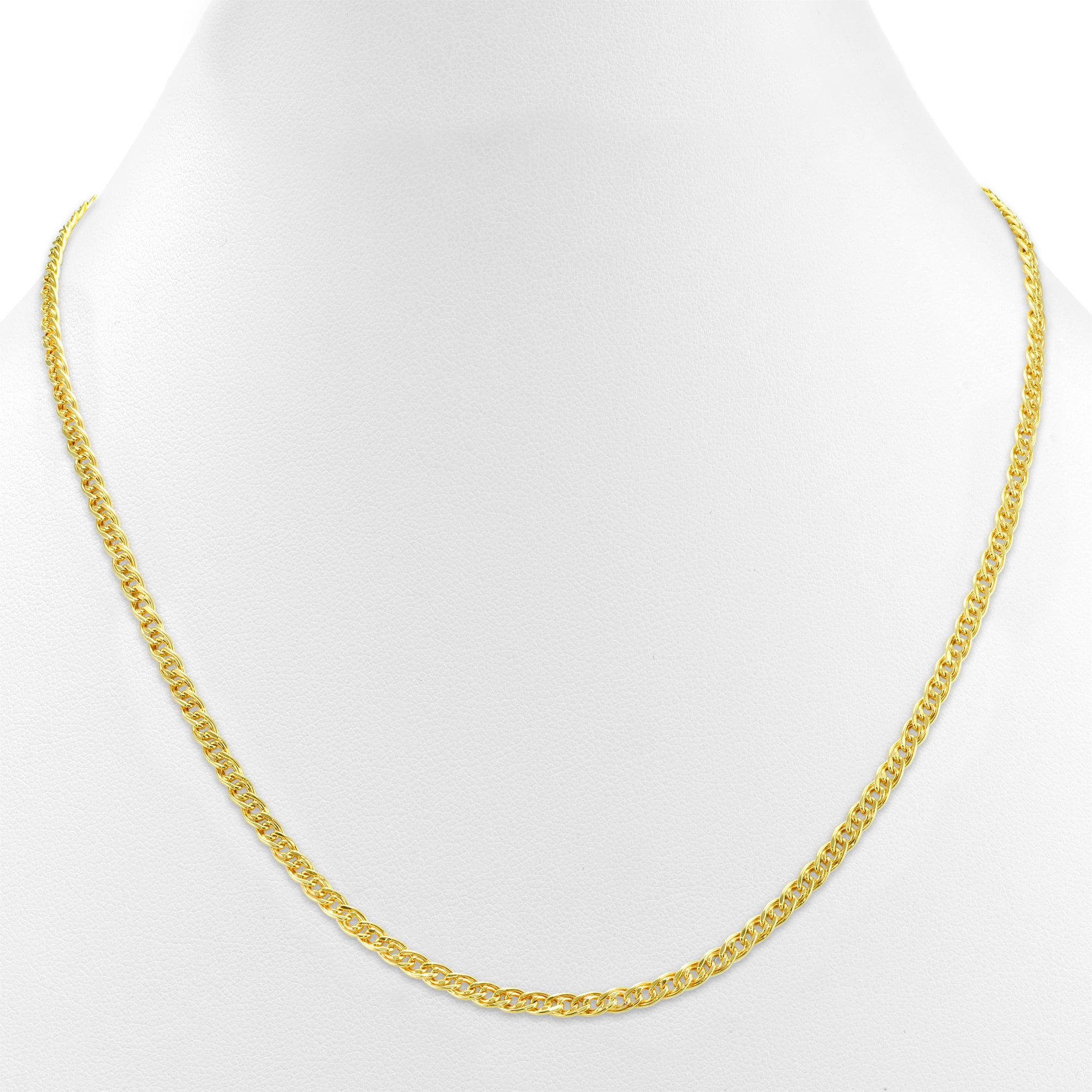 Nuragold 10k Real Yellow Gold Double Cuban Link 3mm Curb Chain Necklace (16"-24") Italian Jewelry for Men & Women