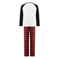thumbnail image 3 of Gureui Family Matching Christmas Pajamas Set, Cartoon Print Crew Neck Long Sleeve Pullover Tops + Plaid Elastic Waist Long Pants/Jumpsuit Sleepwear, 3 of 9