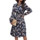 thumbnail image 2 of Vestido con estampado floral, manga larga, vestido plisado con cinturón, vestido con cuello vuelto, máxima confiabilidad, 2 of 8