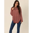 thumbnail image 2 of Unique Bargains Women's Long Sleeve Back Split Striped Sweaters Curved Hem Jumper Tops L Red, 2 of 6