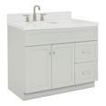 thumbnail image 2 of Ariel Hamlet 42 In. Left Offset Oval Sink Bathroom Vanity With Carrara White Quartz Countertop 1.5 Edge In Grey, 2 of 11