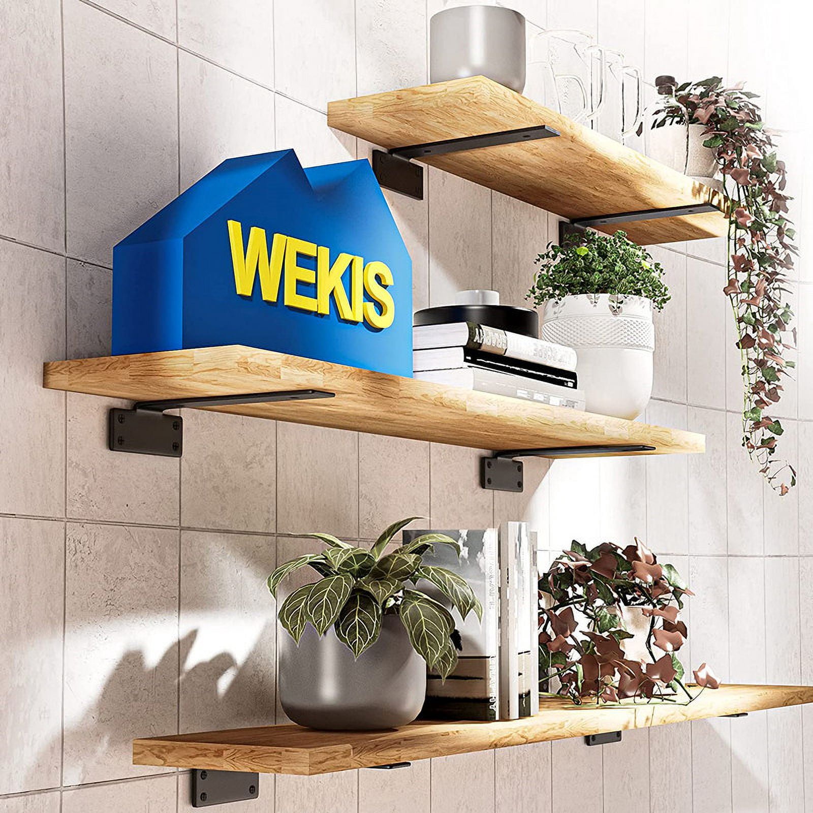 Senya Heavy Duty Floating Shelf Bracket (8 inch-4 Pack) with (3.5mm or 5mm-Thick) Metal Black, Holds 160+lb, Powder Coated, Complete Mounting Hardware, Easy Install, Clear Instructions