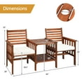 thumbnail image 2 of Gymax Causeuse en Bois d'Acacia pour Patio Extérieur, Ensemble de Conversation avec Table, Coussin Blanc, 2 of 10