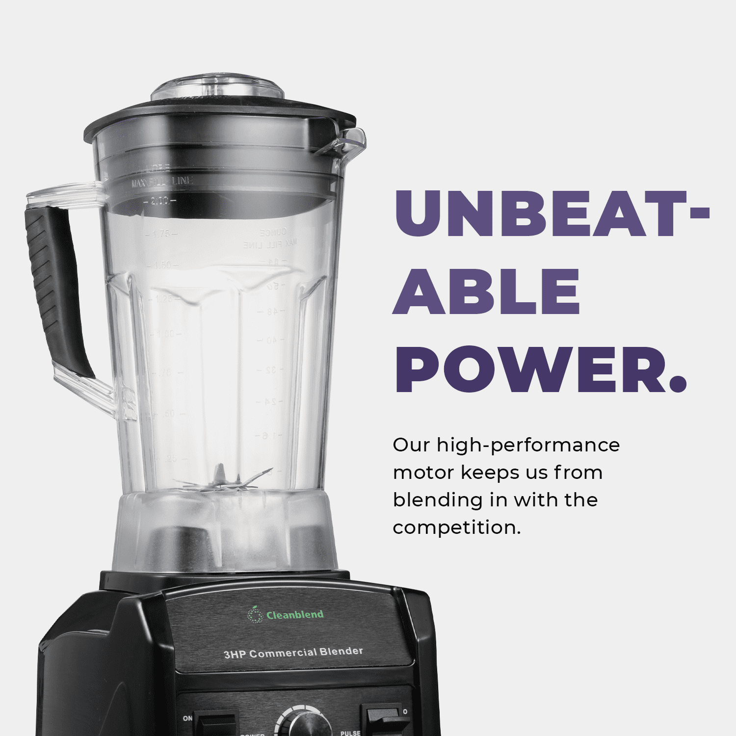 Assume Amplifier To expose Cleanblend Smoothie Blender - 3 HP 1800 Watt high speed Motor for Milk  Shakes, Frozen Fruit, Crushing ice, 64 Ounce BPA Free Jar, 8 Sharp  Stainless Steel Blades, Variable Speed control with Pulse - Walmart.com