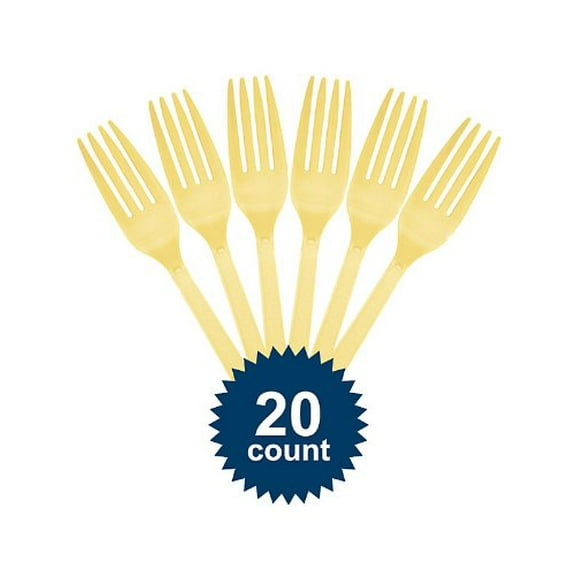 Premium Heavy Weight Plastic Forks | Light Yellow | Pack of 20