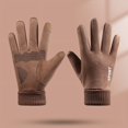 thumbnail image 1 of Guantes de gamuza para hombre, otoño e invierno, resistentes al viento, a prueba de frío, finos, cálidos, con pantalla táctil, forro polar grueso para montar en motocicleta, 1 of 6