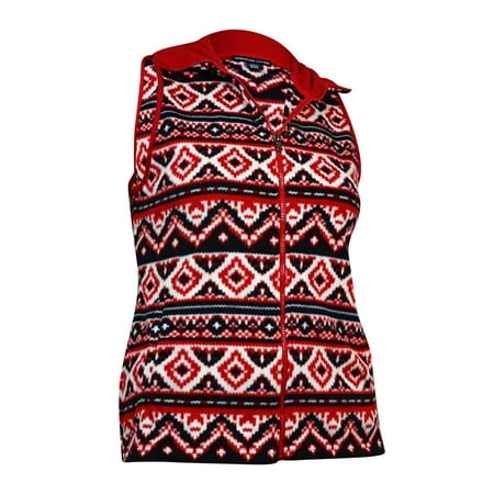 Fleece Print Vest - American Living Women's Printed Pocket Fleece Zip Vest